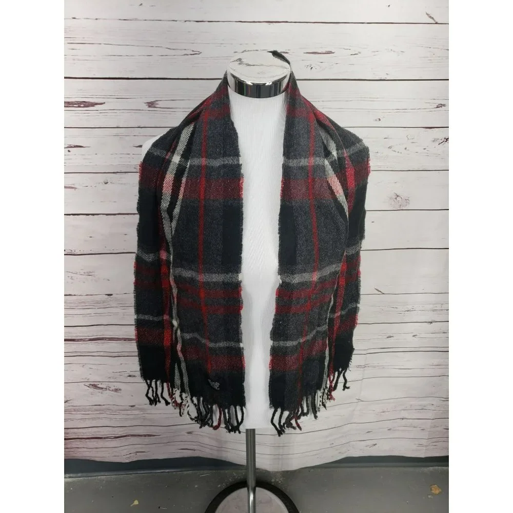 LF Outerwear‎ Plaid lightweight black red scarf